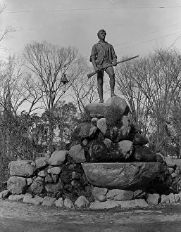 Common Prints: Statue of Capt. Parker, Lexington, Mass. c1902. Creator: Unknown
