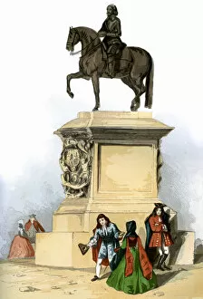 Charing Cross Collection: Statue of Charles I, Charing Cross, London, c1850