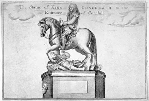 Cornhill Prints: Statue of Charles II at the entrance of Cornhill in the Stocks Market
