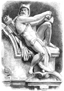 Monumental Prints: Statue of a Gaulish Warrior on the Warriors Gate, Antwerp, 1868. Creator: Unknown