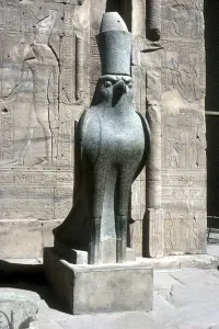 Falcon Prints: Statue of the god Horus, Temple of Horus, Edfu, Egypt, Ptolemaic Period, c251 BC-c246 BC