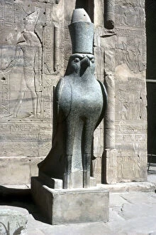 Statue of the god Horus, Temple of Horus, Edfu, Egypt, Ptolemaic Period, c251 BC-c246 BC