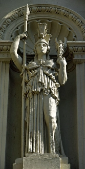 Statue of goddess Athena (Roman Minerva), Palace of Antonio de Mendoza, Guadalajara, Spain, (2001). Creator: LTL