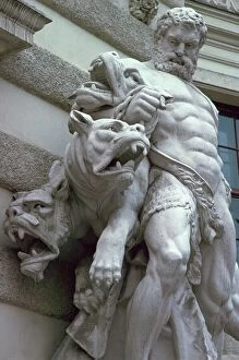 A statue of Hercules and Cerberus