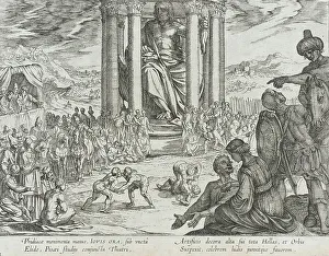 Olympian Prints: The Statue of Jupiter at Olympia, published 1610. Creator: Antonio Tempesta