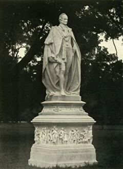 Viceroy Collection: Statue of Lord Curzon in Grounds of Victoria Memorial Hall, 1925. Creator: Unknown