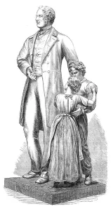 Textile Workers Prints: Statue of Richard Oastler at Bradford, 1869. Creator: Unknown