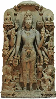 Yoga Prints: Statue of the twelve-armed Avalokiteshvara, 8th century. Creator: Tibetan Culture