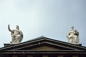 Statues of Francisco de Quevedo and Pedro Calderon de la Barca, Asturias, Spain, 2003. Creator: LTL
