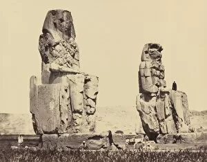 Pyramid Gallery: The Statues of the Plain, Thebes, 1858. Creator: Francis Frith