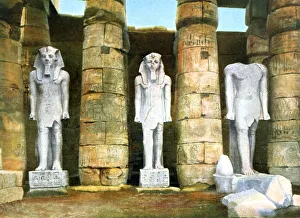 Ramesses Prints: Three statues of Rameses II, Luxor, Egypt, 20th Century