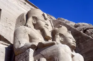 Sandstone Prints: Statues of Rameses II, in front of the main temple