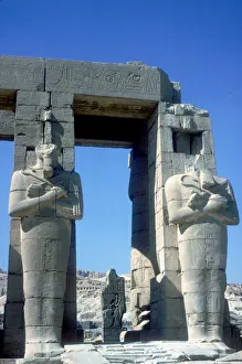 Karnak Prints: Two statues at The Ramesseum, Temple of Rameses II, Luxor, Egypt, c1250 BC