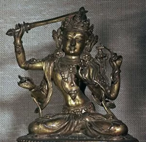Manjusri Collection: Statuette of the Bodhisattva Manjusri, 15th century