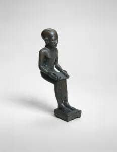 Imhotep Prints: Statuette of Imhotep, Egypt, Ptolemaic Period (305-30 BCE). Creator: Unknown