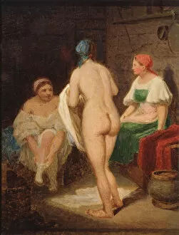Banya Gallery: In steam bath, End 1820s. Artist: Venetsianov, Alexei Gavrilovich (1780-1847)