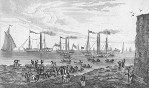 John Shury Collection: The Steam Boats, leaving Margate, 1820. Artist: John Shury