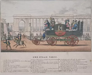 Mechanical Gallery: Steam coach at Hyde Park Corner, London, c1830
