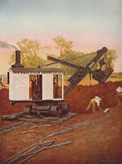 Cecil J Allen Prints: A Steam Excavator at Work on the Edgware Tube Extension, 1926