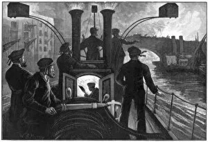 Images Dated 12th March 2007: Steam fire-engine going to a riverside fire, London fire brigade, 1890.Artist: WB Murray