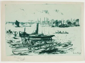 Roussel Theodore Prints: The Steam Launch, Chelsea Embankment, 1888-89. Creator: Theodore Roussel