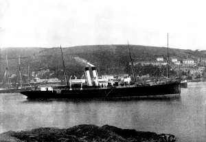 Incident Prints: The steam-ship 'Channel Queen' in Fowey Harbour, 1898. Creator: Millman