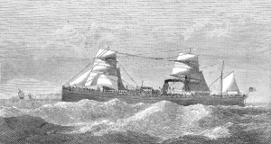 Sails Prints: The steam-ship Hindoo, for the Wilson Line to India by the Suez Canal