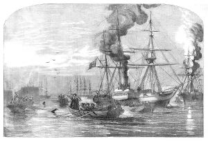 Battleships Prints: Steam-ships of the Allied Fleet searching for Infernal Machines off Cronstadt