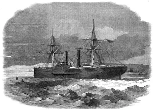 Stuck Prints: The steam-transport Adriatic in the ice at Sidney, Cape Breton, 1862. Creator: Unknown