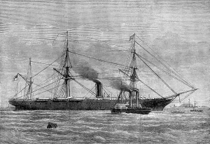 Gold Coast Prints: Steam-tug at Plymouth taking troops to the Himalaya for the Gold Coast