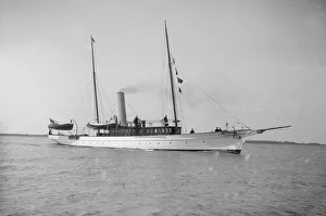 Steam Boat Prints: The steam yacht Aldebaran under way, 1913. Creator: Kirk & Sons of Cowes