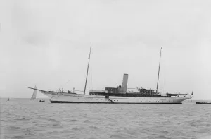 Port Broadside Prints: Steam yacht at anchor. Creator: Kirk & Sons of Cowes