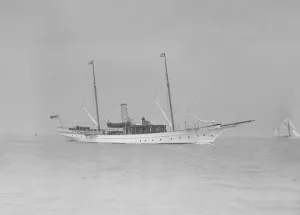 The steam yacht Branwyn under way, 1911. Creator: Kirk & Sons of Cowes
