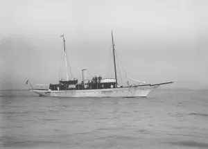 The steam yacht Cecilia under way, 1912. Creator: Kirk & Sons of Cowes
