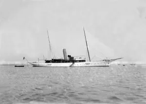Hugh Grosvenor Prints: The steam yacht Grainaig at anchor. Creator: Kirk & Sons of Cowes