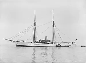 Broadside Prints: The steam yacht Priscilla at anchor, 1911. Creator: Kirk & Sons of Cowes