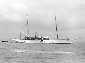 The steam yacht Titania at anchor, 1914