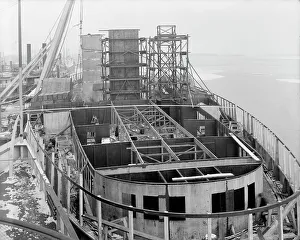 Graving Dock Prints: Steamer City of Cleveland, stern view showing construction