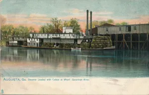 Steamer loaded with cotton at a wharf, Savannah River, Augusta, Georgia, 1908 Steamer loaded with cotton at a wharf, Savannah River, Augusta, Georgia, 1908