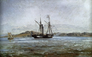 Johan Christian Clausen Dahl Prints: A Steamer near Fredriksvern (Stavern), 1834. Creator: Johan Christian Dahl