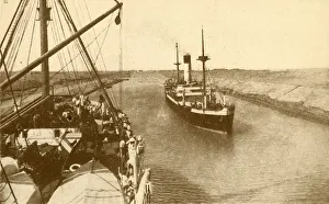 Golding Prints: Steamers Passing in the Suez Canal, c1930. Creator: ENA