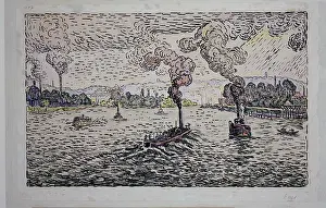 Steamboat Prints: Steamers on the Seine, c1893-1898. Creator: Paul Signac