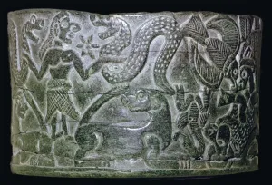 Steatite bowl with mythological scenes