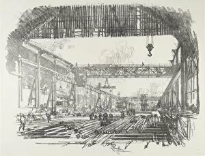 Pennell Joseph Gallery: Steel Bars for Shells, 1916. Creator: Joseph Pennell