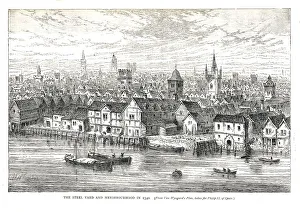 Walter Thornbury Prints: The Steel Yard (Iron Wharf) and Neighbourhood in 1540