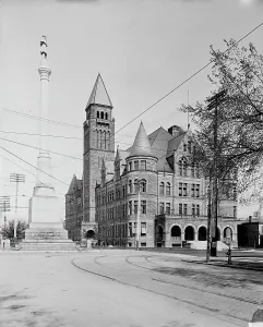 Dayton Ohio United States Prints: Steele High School and Soldiers Monument