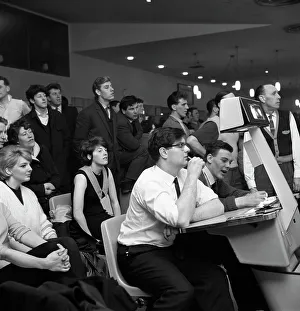 Steelworks social evening at a bowling alley, Sheffield, South Yorkshire, 1964. Artist