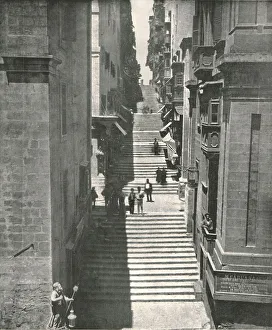 A steep street in Valletta, Malta, 1895. Creator: W &s Ltd
