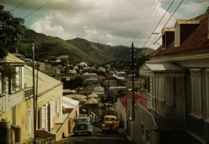 One of the steep streets on the hillsides, Charlotte Amalie, St. Thomas, Virgin Islands, 1941. Creator: Jack Delano