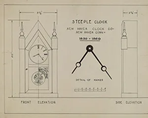 Clock Face Prints: Steeple Clock, 1935/1942. Creator: Unknown
